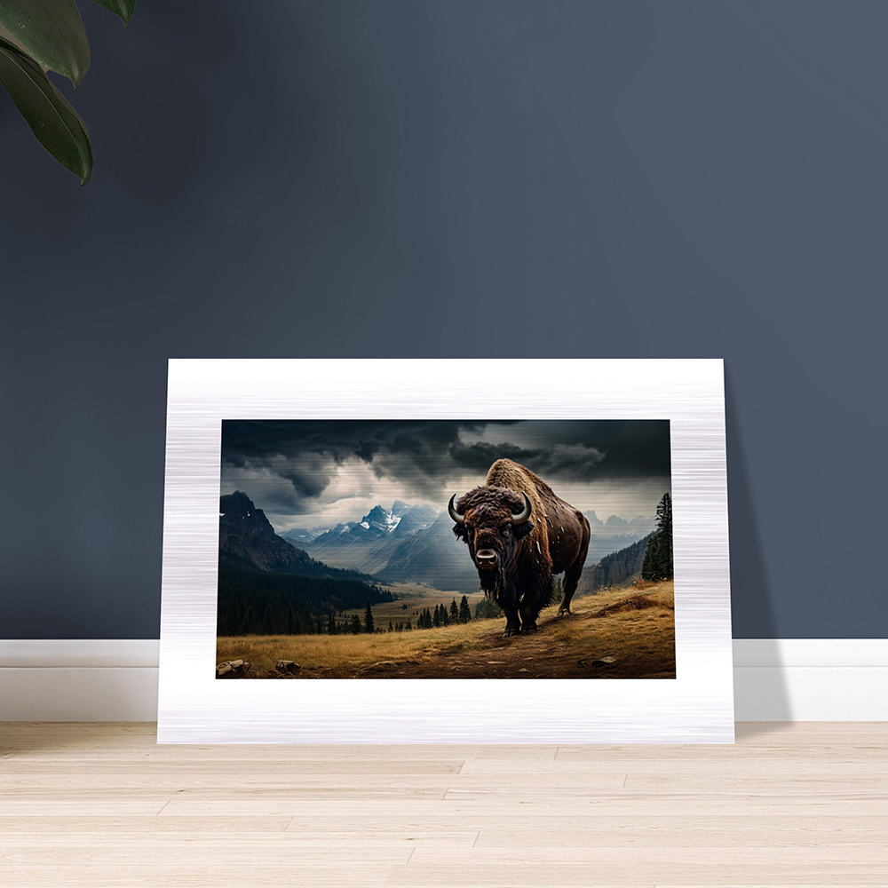 Buffalo v1 Brushed Aluminum Print Our Sacred Land